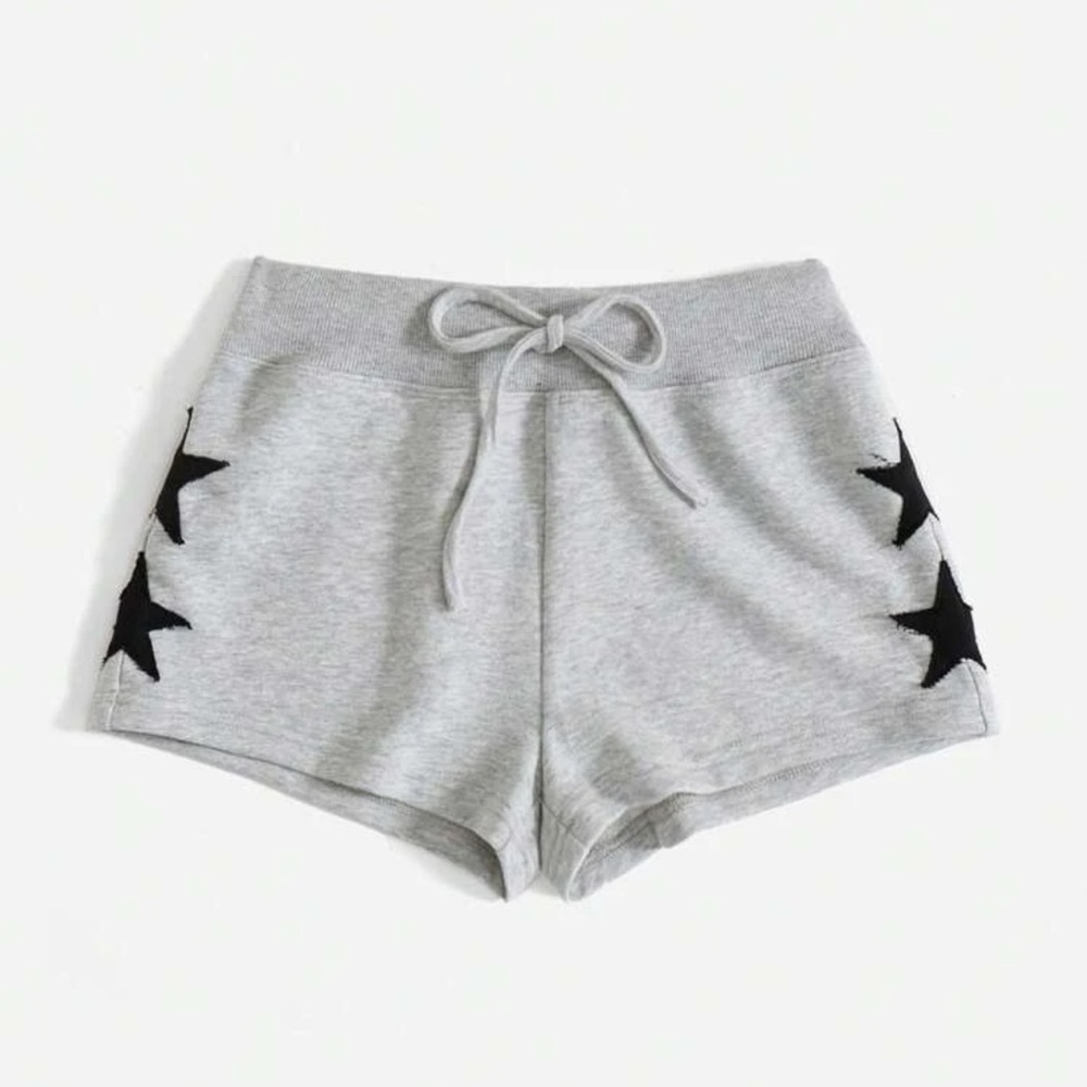 Gray Women's Shorts with Black Star Accents